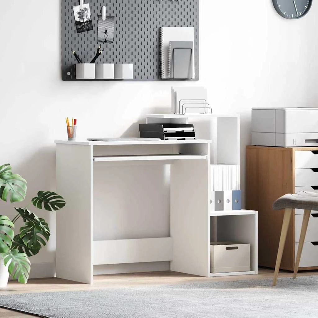 Bureau 106 x 41 x 88,5 cm blanc bois d'ingénierie – vue d’ensemble