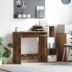 Bureau 106 x 41 x 88,5 cm chêne fumé bois d'ingénierie – vue d’ensemble