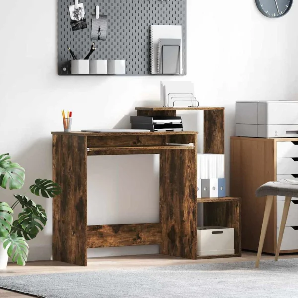 Bureau 106 x 41 x 88,5 cm chêne fumé bois d'ingénierie – vue d’ensemble