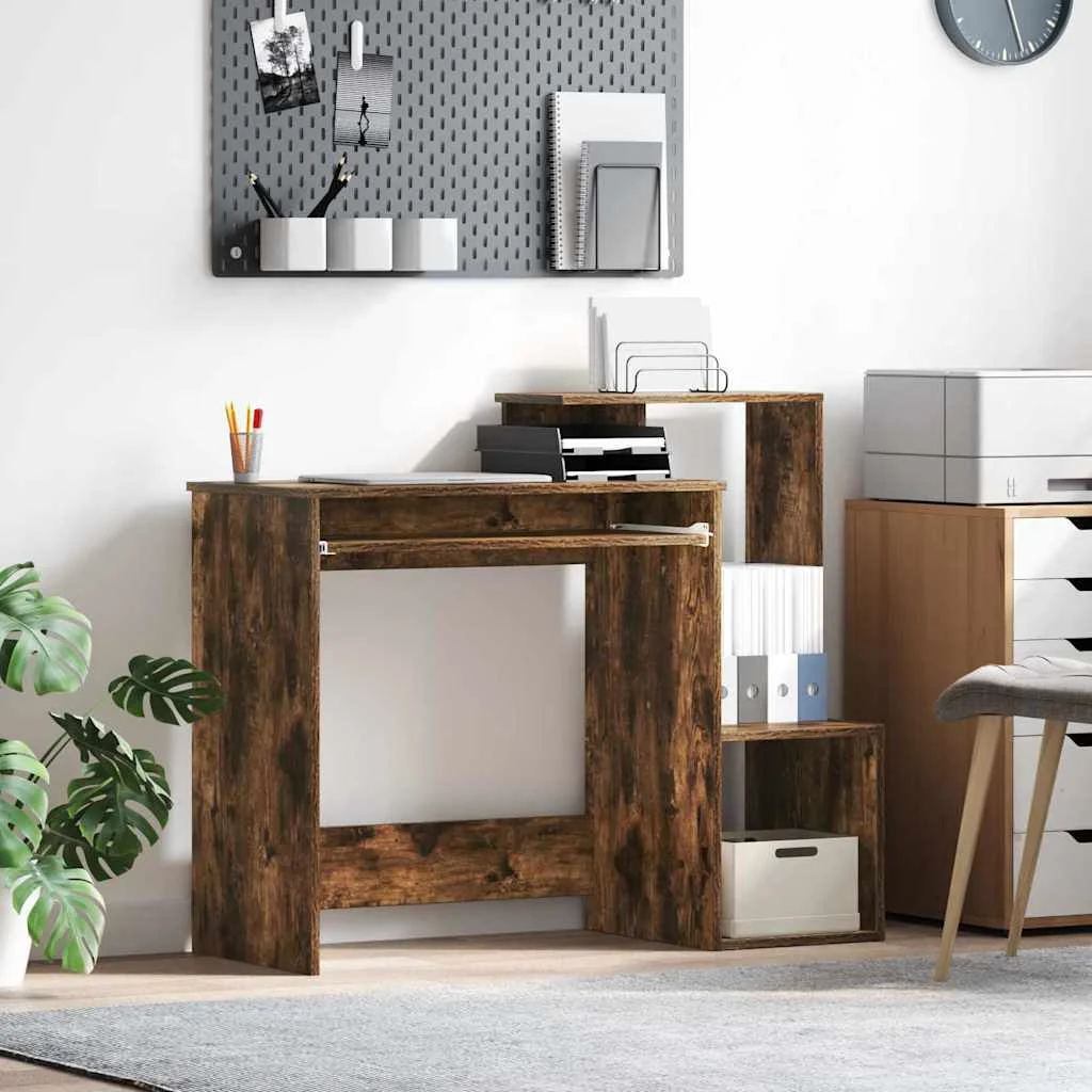 Bureau 106 x 41 x 88,5 cm chêne fumé bois d'ingénierie – vue d’ensemble