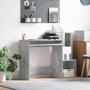Bureau 106 x 41 x 88,5 cm gris béton bois d'ingénierie – vue d’ensemble