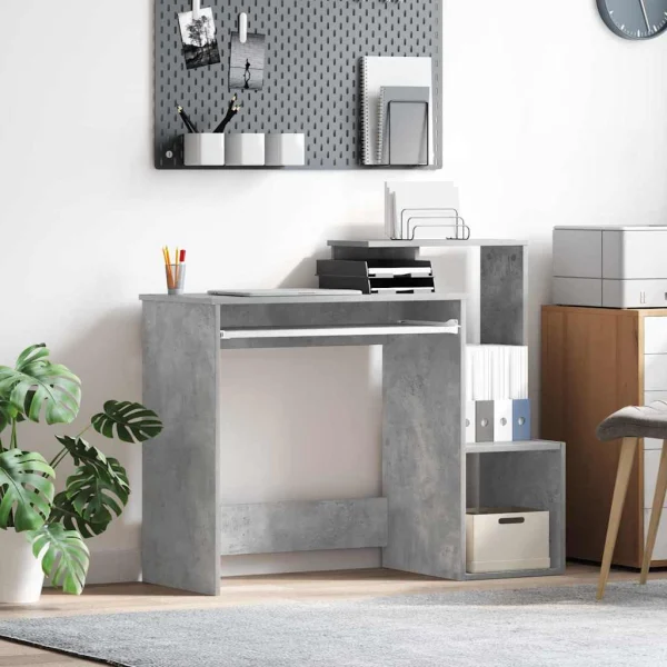 Bureau 106 x 41 x 88,5 cm gris béton bois d'ingénierie – vue d’ensemble