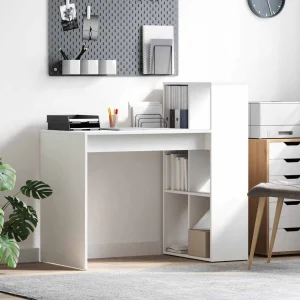 Bureau 108 x 55 x 103,5 cm blanc bois d'ingénierie – vue d’ensemble