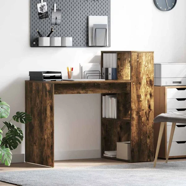 Bureau 108 x 55 x 103,5 cm chêne fumé bois d'ingénierie – vue d’ensemble