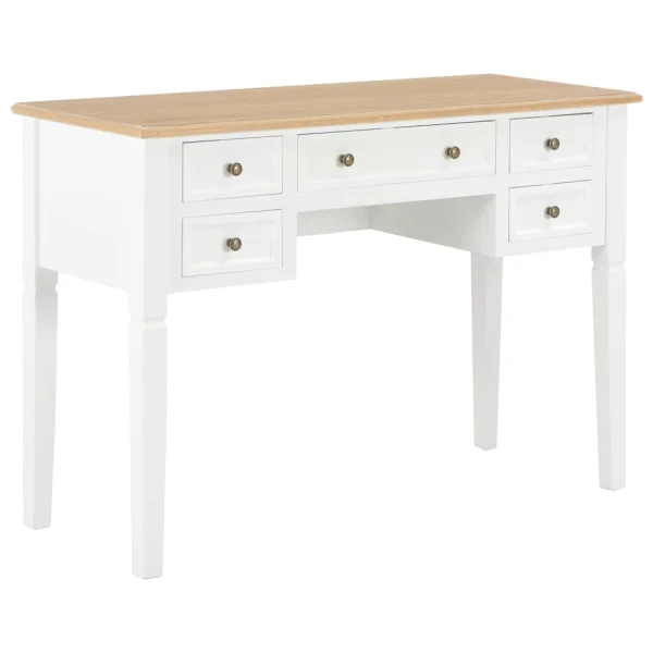 Bureau 109,5 x 45 x 77,5 cm marron et blanc mdf – vue d’ensemble