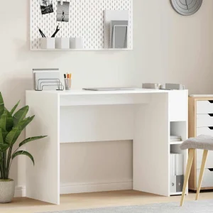 Bureau 109 x 50 x 78 cm blanc bois d'ingénierie – vue d’ensemble