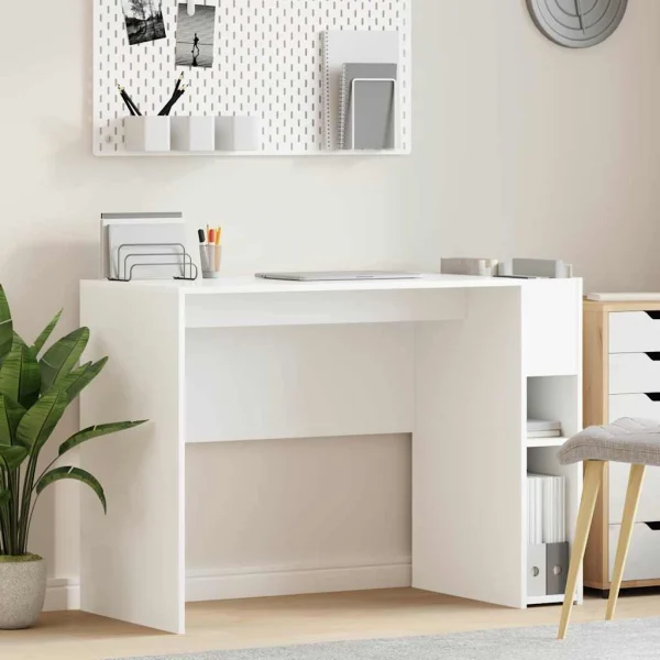 Bureau 109 x 50 x 78 cm blanc bois d'ingénierie – vue d’ensemble