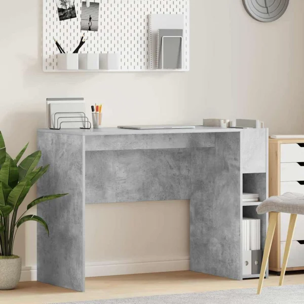 Bureau 109 x 50 x 78 cm gris béton bois d'ingénierie – vue d’ensemble