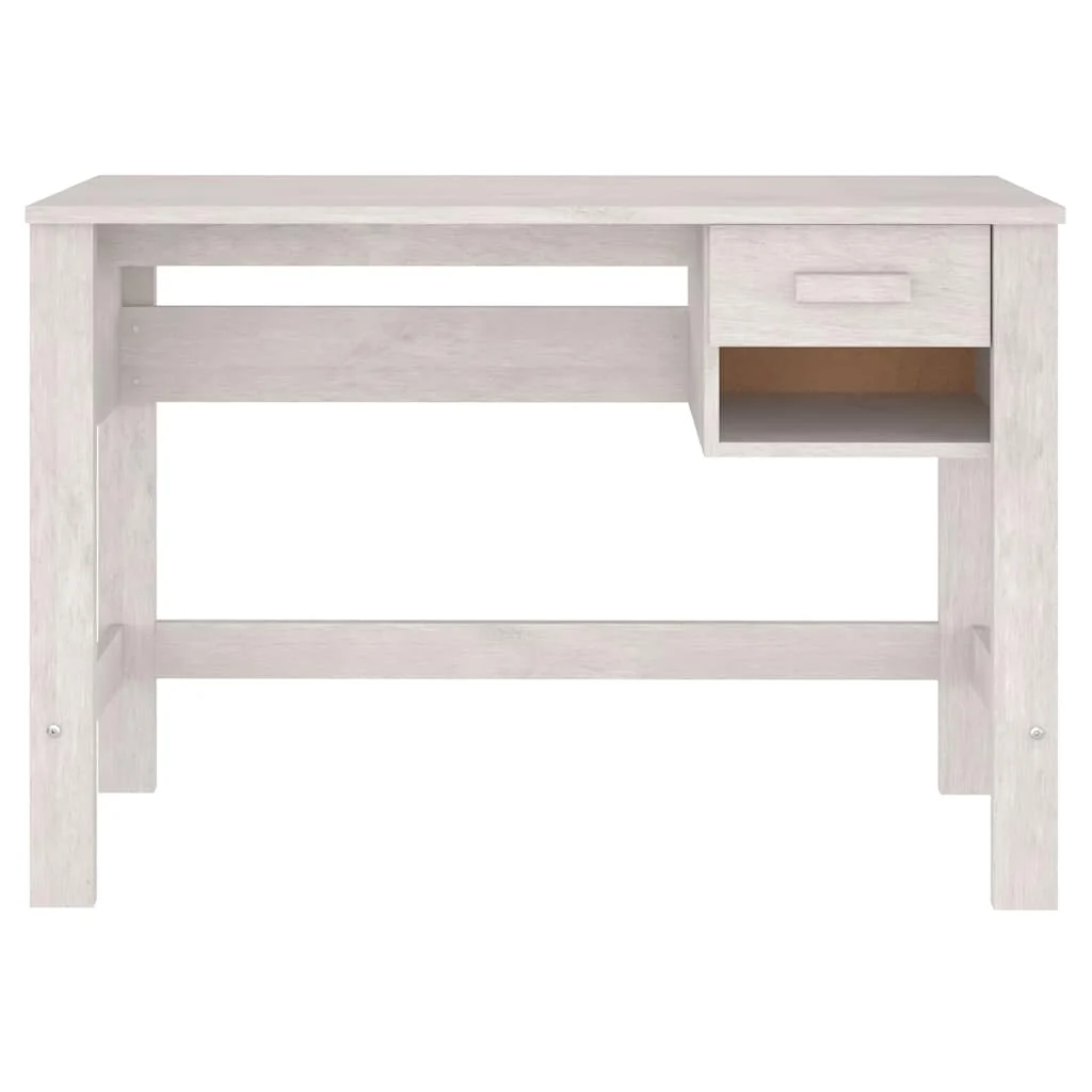 Bureau 110 x 40 x 75 cm blanc bois massif – vue en situation