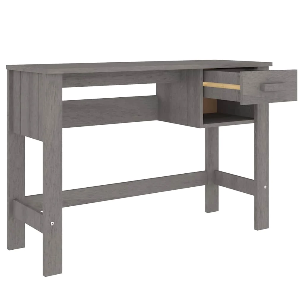 Bureau 110 x 40 x 75 cm gris clair bois massif – vue de dessus