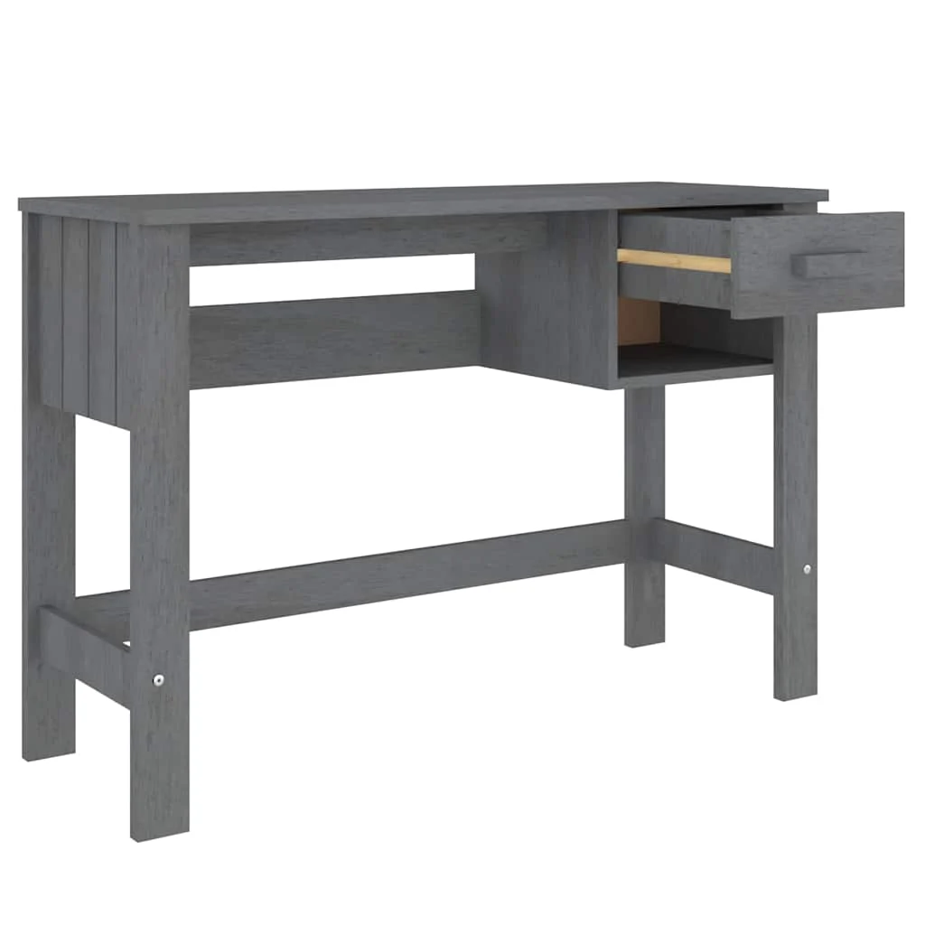 Bureau 110 x 40 x 75 cm gris foncé bois massif – vue de dessus