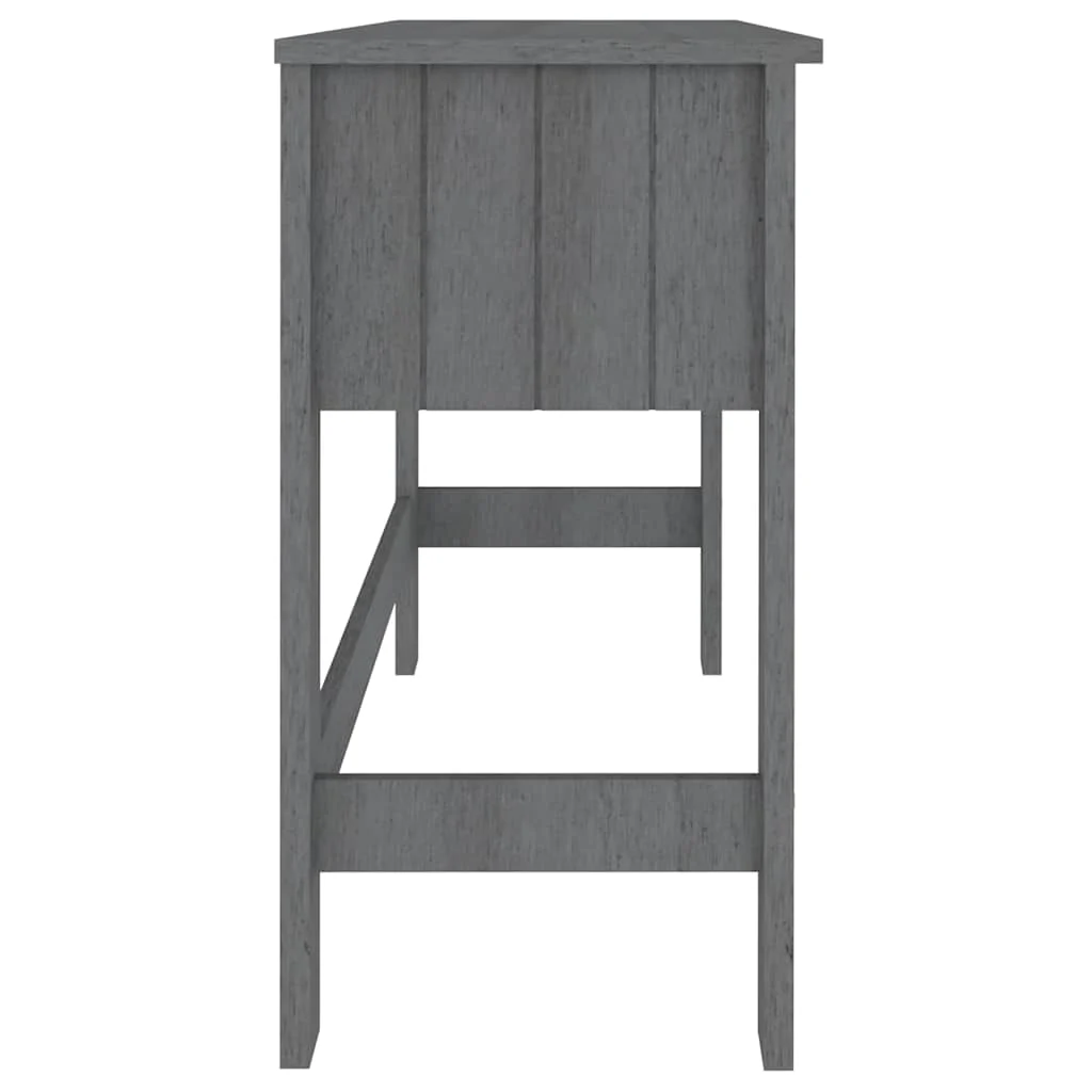 Bureau 110 x 40 x 75 cm gris foncé bois massif – vue de dos