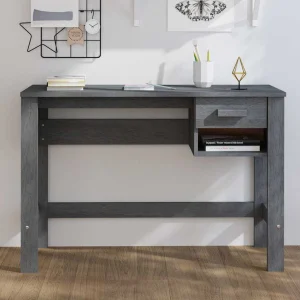Bureau 110 x 40 x 75 cm gris foncé bois massif – vue d’ensemble