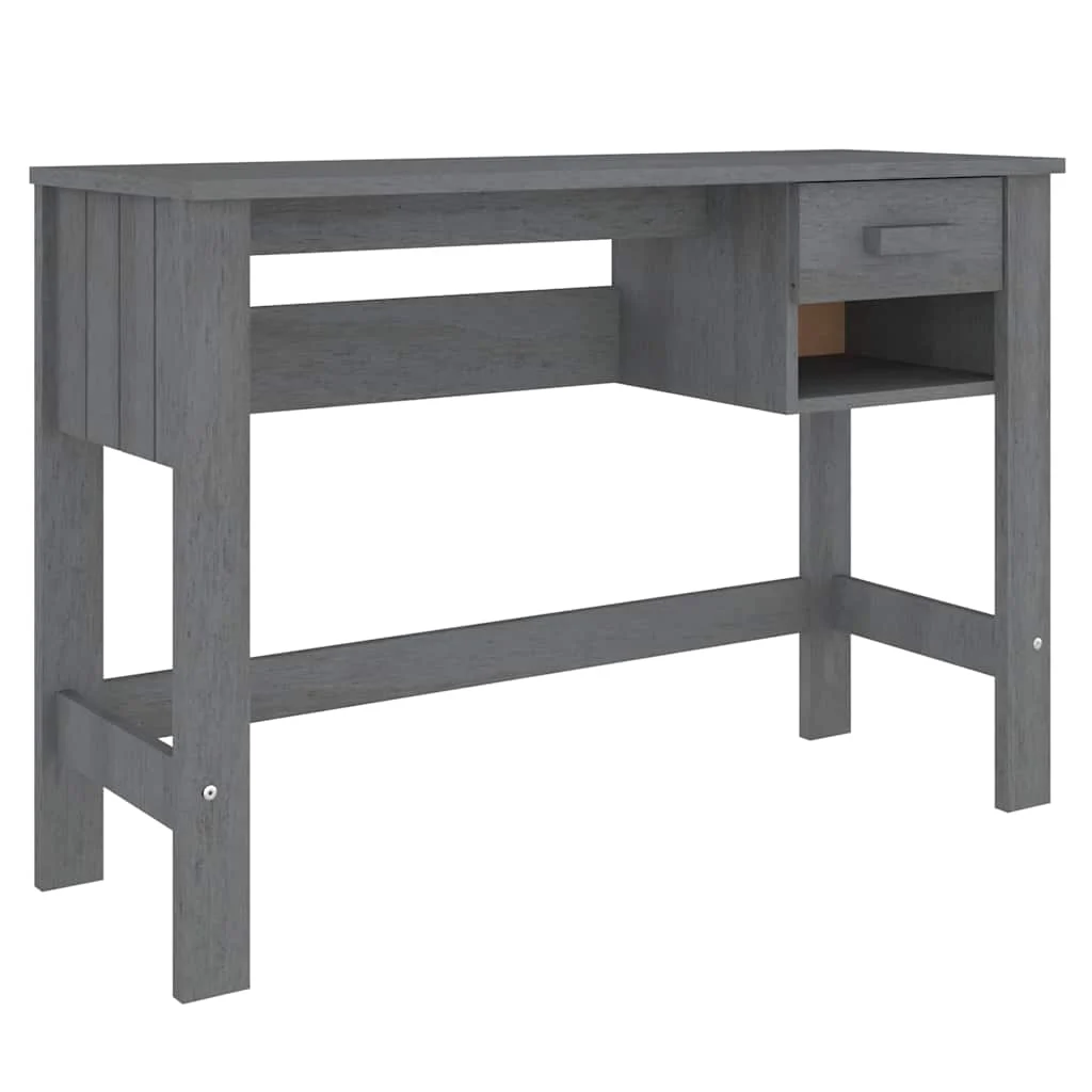 Bureau 110 x 40 x 75 cm gris foncé bois massif – vue de côté