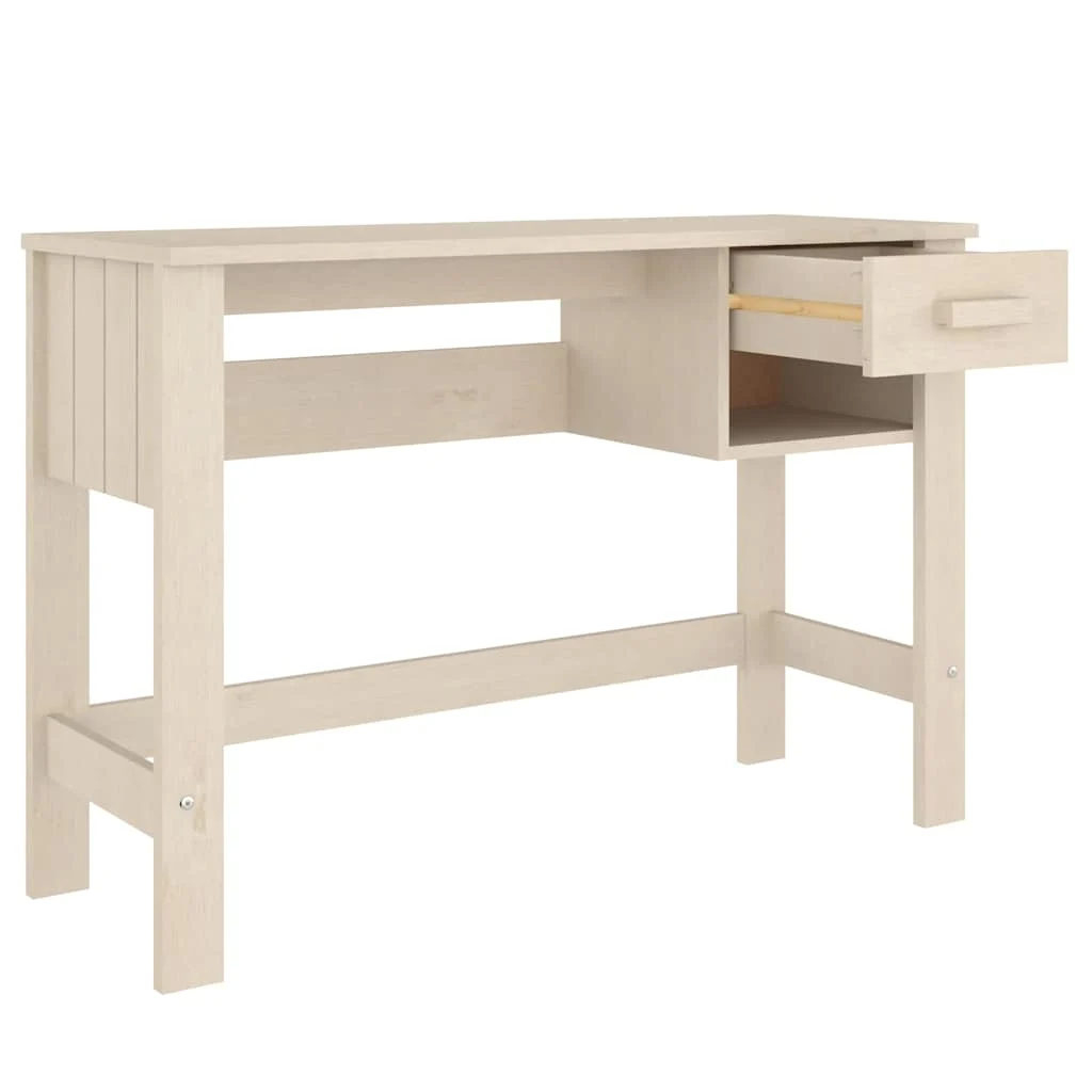 Bureau 110 x 40 x 75 cm marron miel bois massif – vue de dessus
