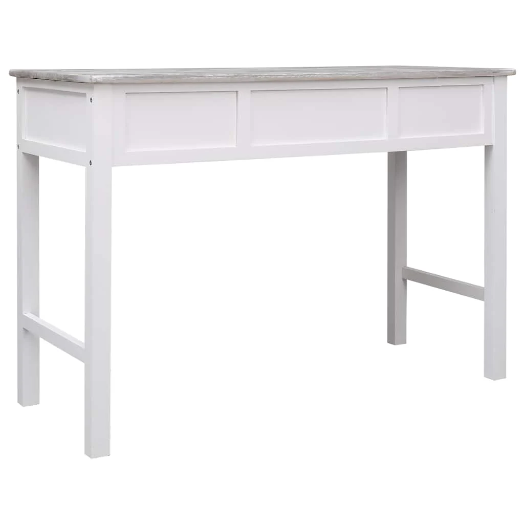 Bureau 110 x 45 x 76 cm blanc et gris bois de paulownia – vue de dessus