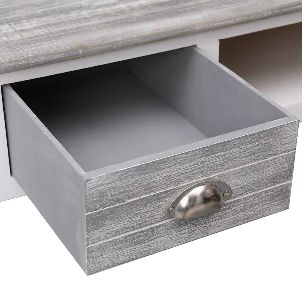Bureau 110 x 45 x 76 cm blanc et gris bois de paulownia – vue de dos