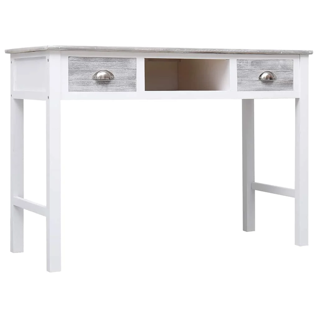 Bureau 110 x 45 x 76 cm blanc et gris bois de paulownia – vue de côté