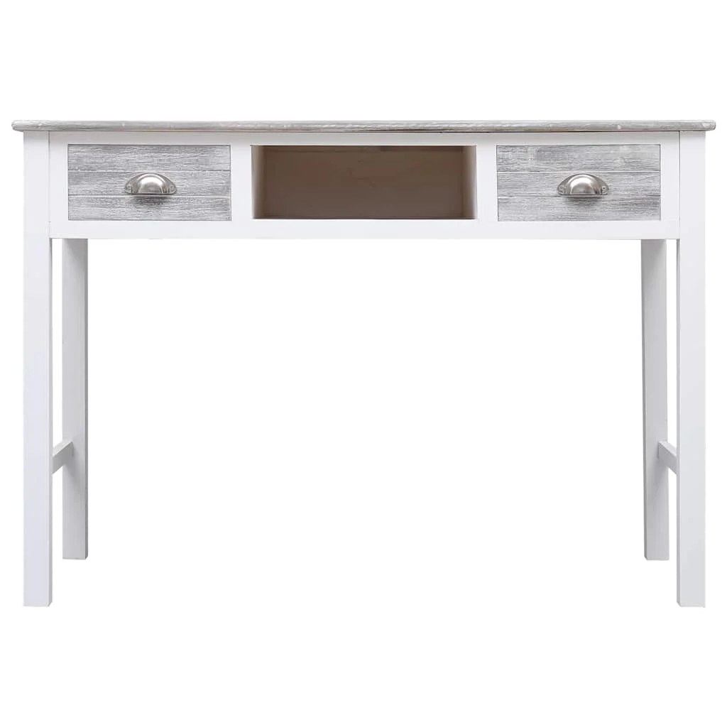 Bureau 110 x 45 x 76 cm blanc et gris bois de paulownia – vue en situation