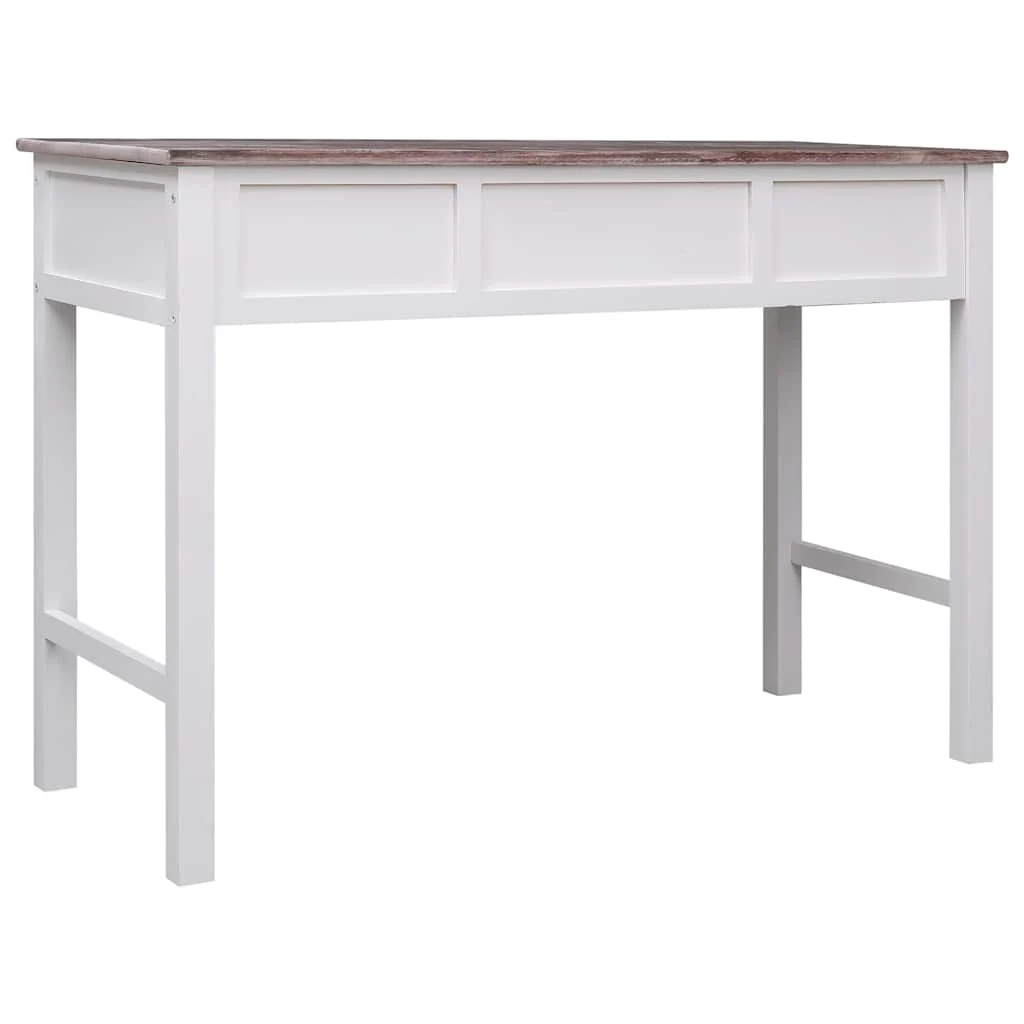 Bureau 110 x 45 x 76 cm blanc et marron bois de paulownia – vue de dessus