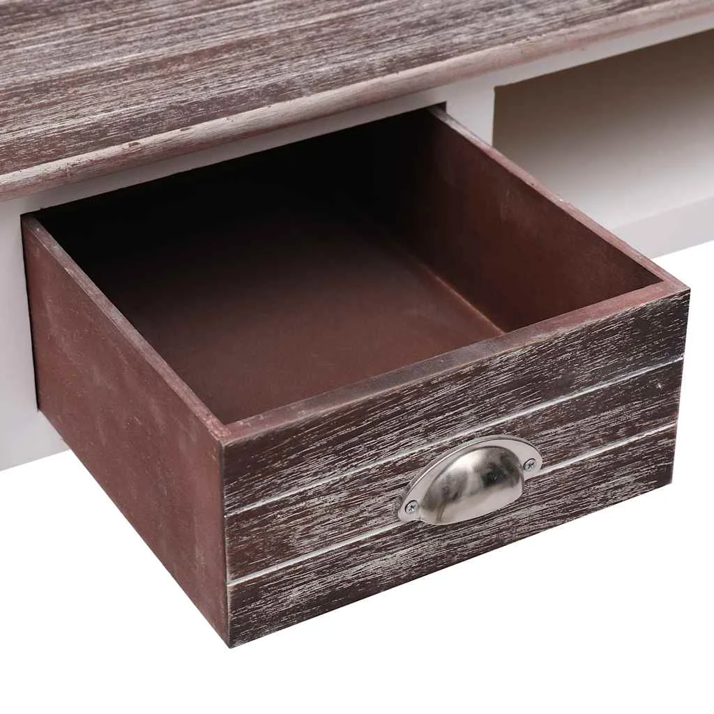 Bureau 110 x 45 x 76 cm blanc et marron bois de paulownia – vue de dos