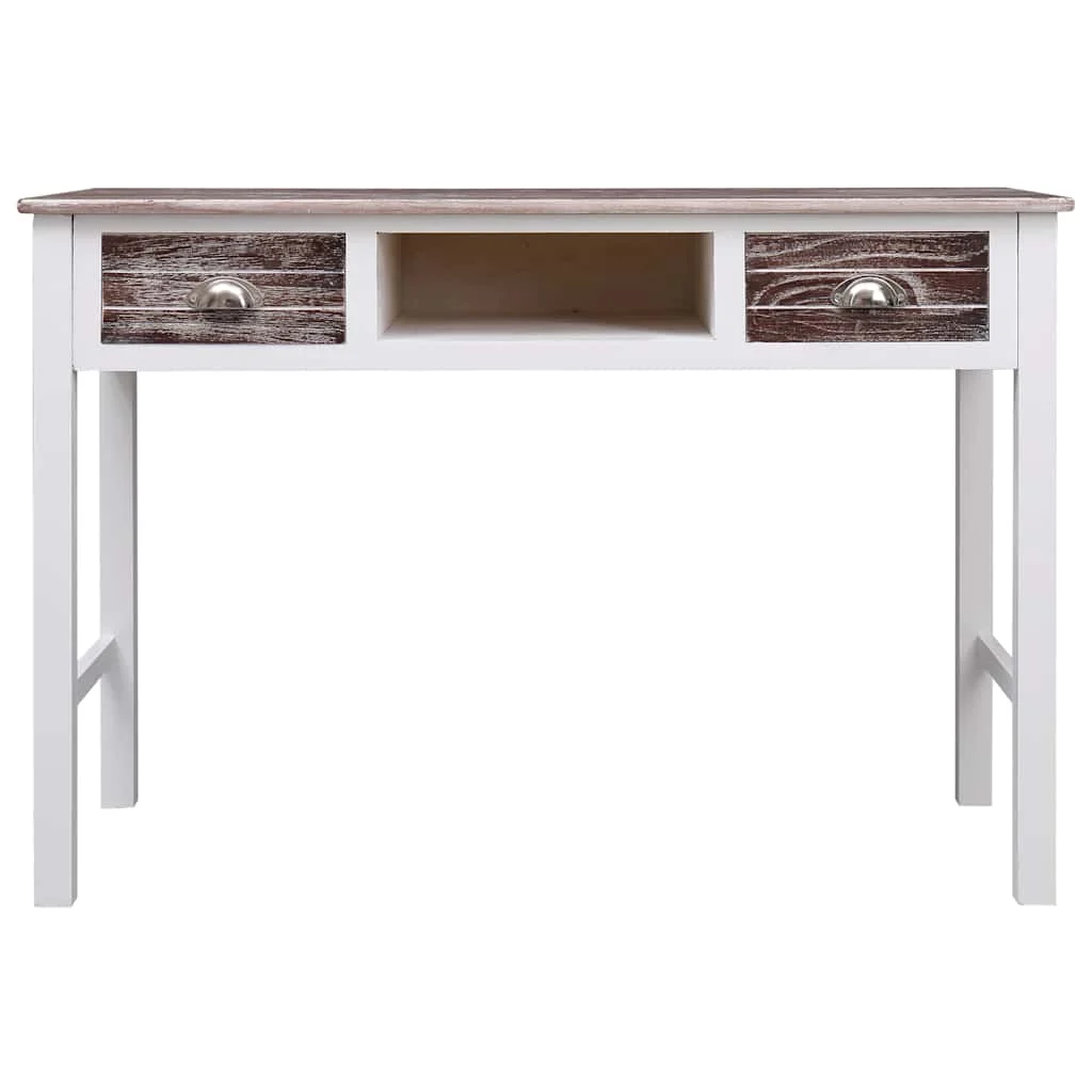 Bureau 110 x 45 x 76 cm blanc et marron bois de paulownia – vue de détail