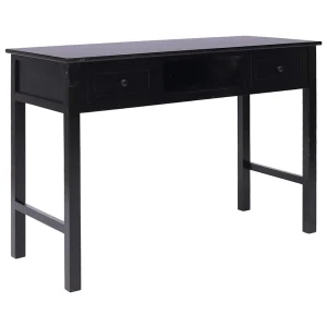 Bureau 110 x 45 x 76 cm noir bois de paulownia – vue d’ensemble