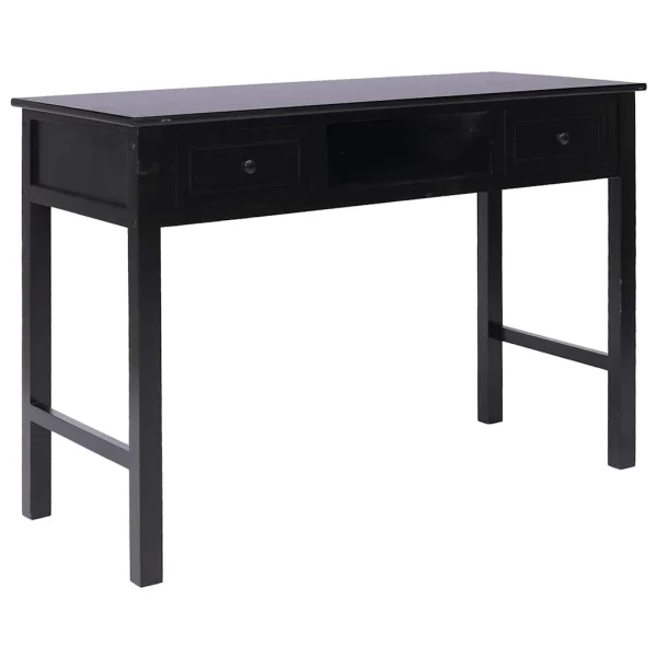Bureau 110 x 45 x 76 cm noir bois de paulownia – vue d’ensemble
