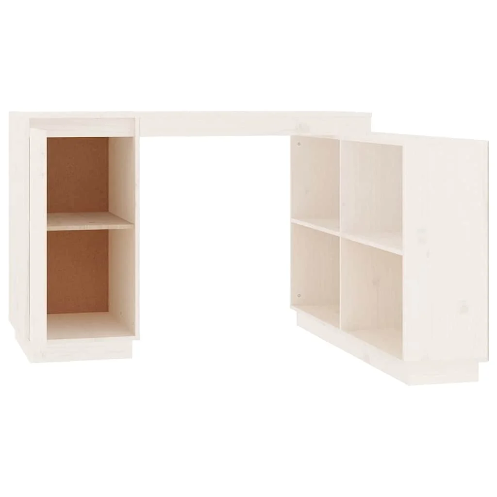 Bureau 110 x 50 x 75 cm blanc bois massif – vue de dessus