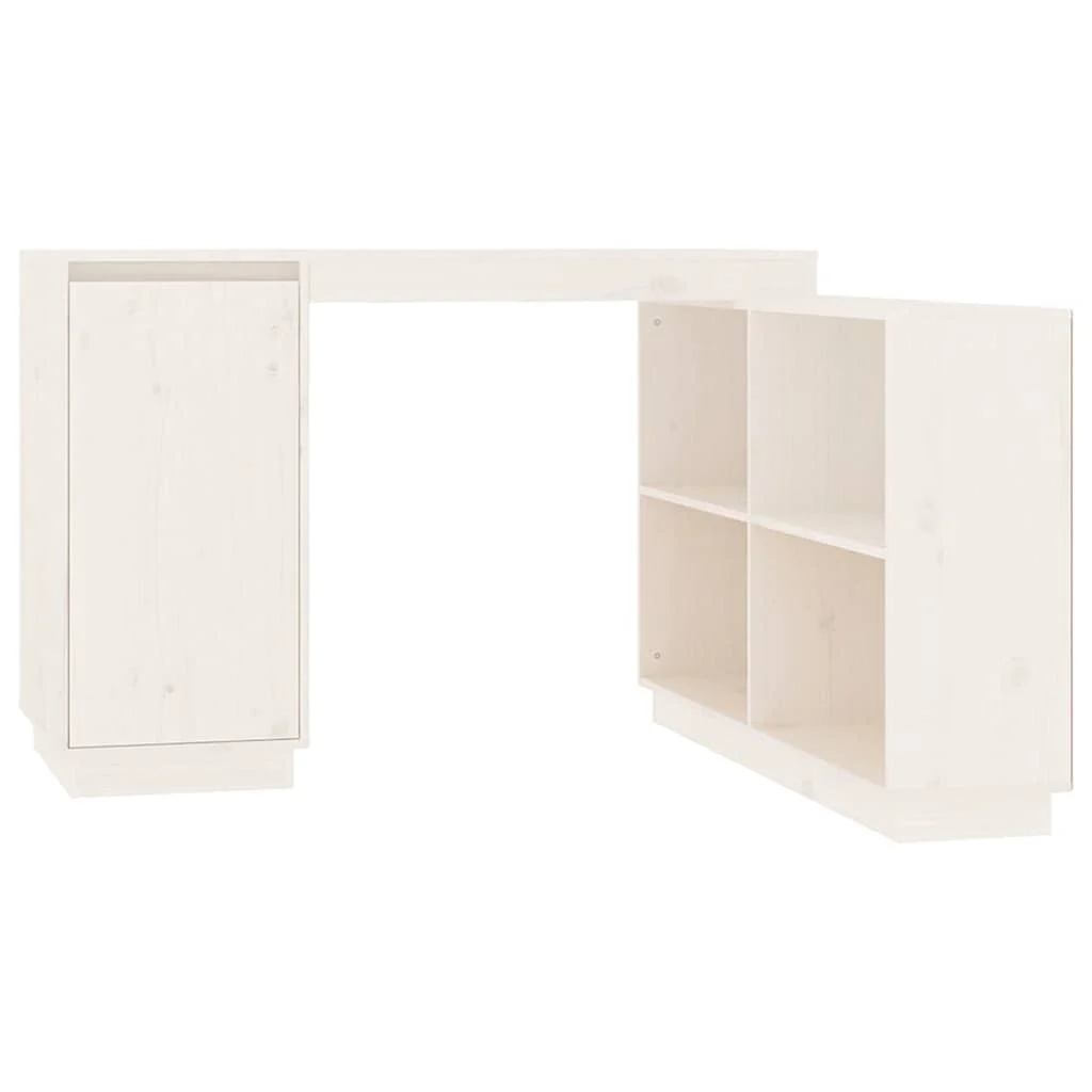 Bureau 110 x 50 x 75 cm blanc bois massif – vue de côté