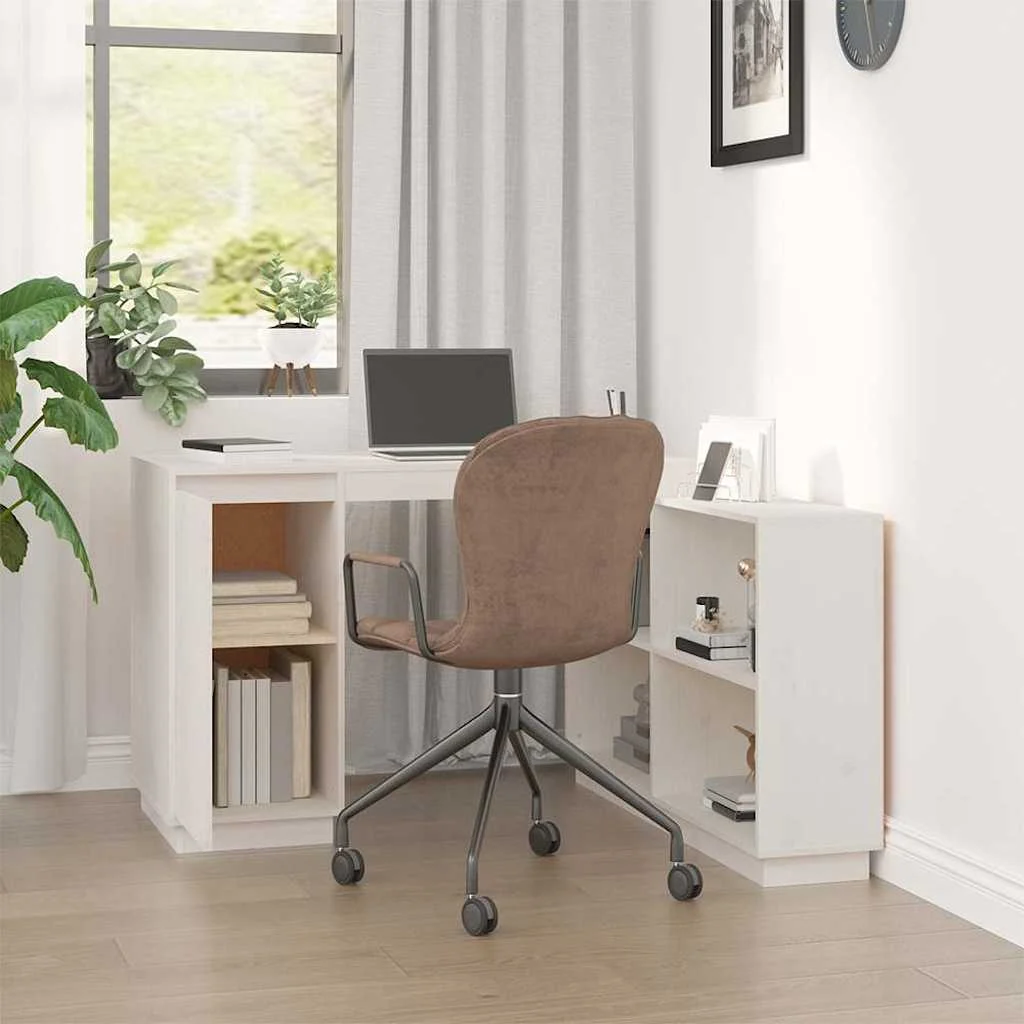 Bureau 110 x 50 x 75 cm blanc bois massif – vue de détail