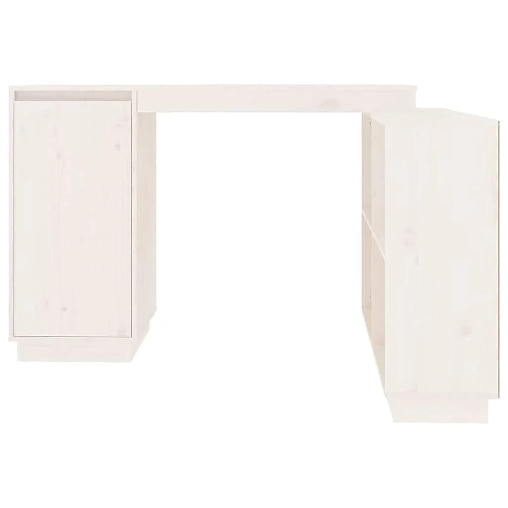 Bureau 110 x 50 x 75 cm blanc bois massif – vue en situation