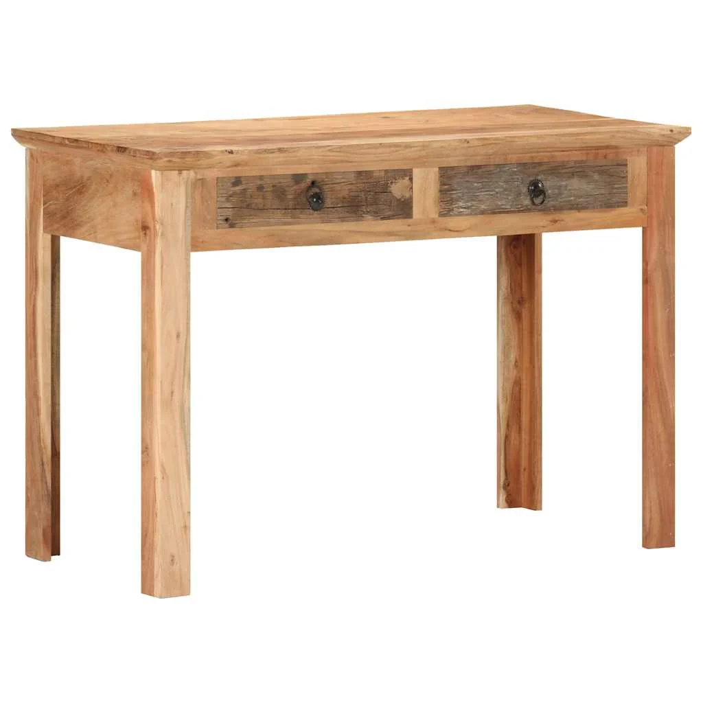 Bureau 110 x 50 x 75 cm brun bois massif de récupération – vue de dos