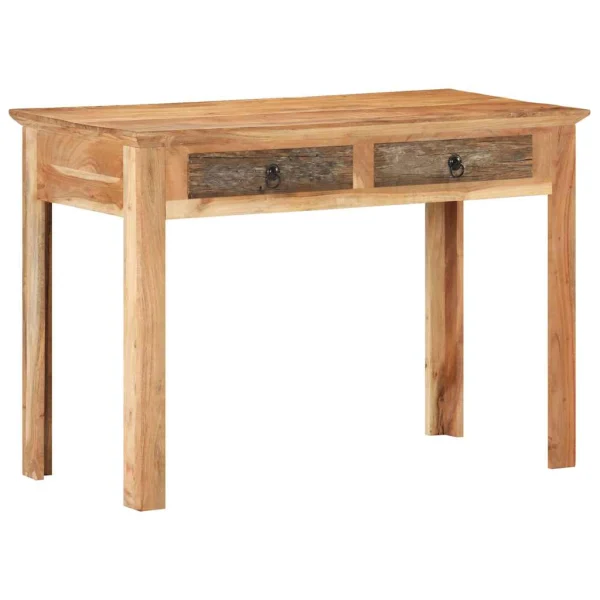 Bureau 110 x 50 x 75 cm brun bois massif de récupération – vue d’ensemble