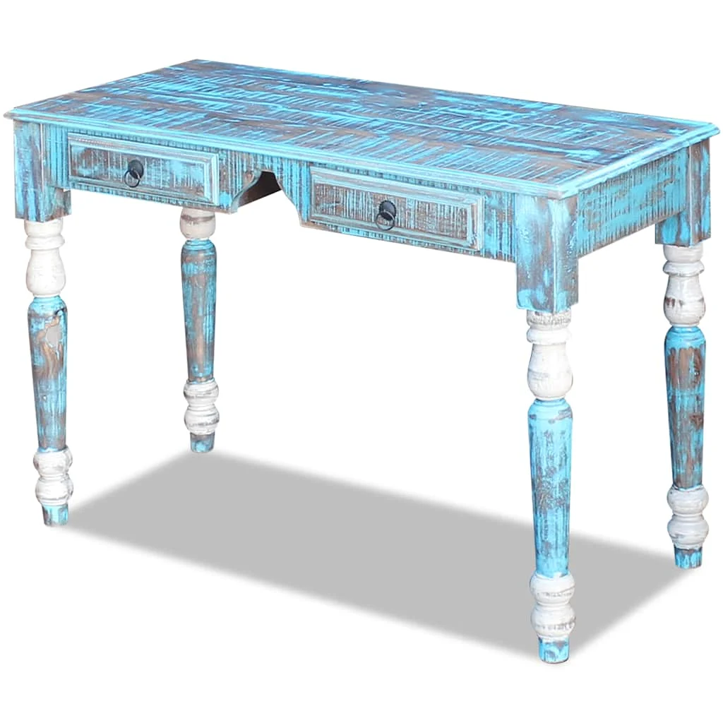 Bureau 110 x 50 x 76 cm multicolore bois massif de récupération – vue de dessus