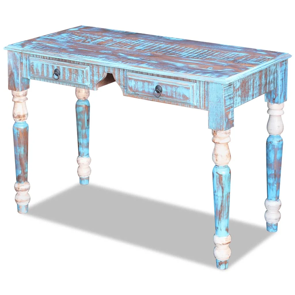 Bureau 110 x 50 x 76 cm multicolore bois massif de récupération – vue d’ensemble