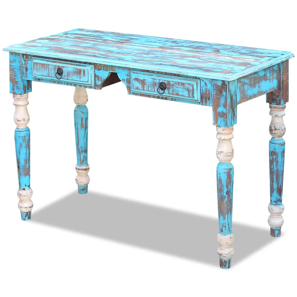 Bureau 110 x 50 x 76 cm multicolore bois massif de récupération – vue de côté