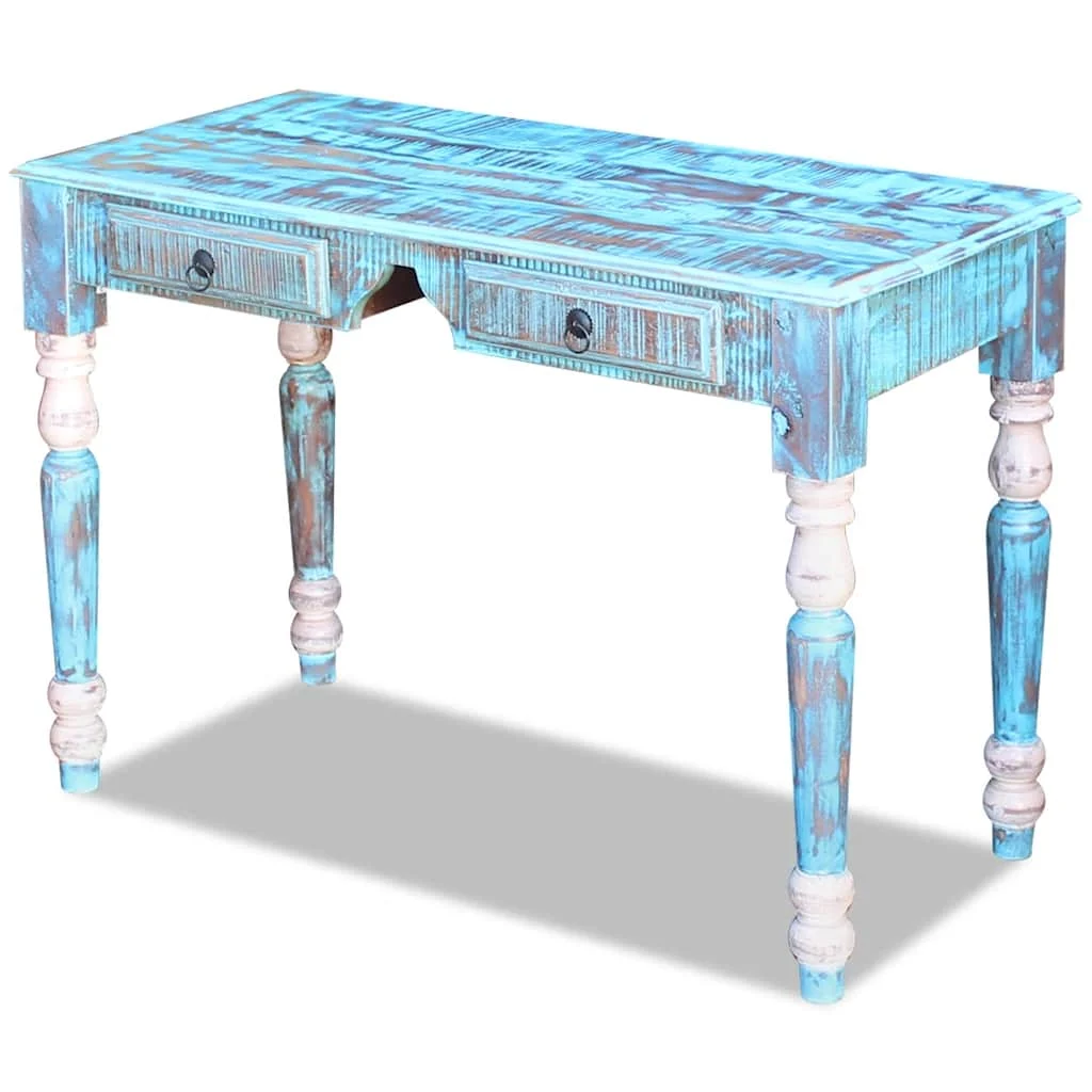 Bureau 110 x 50 x 76 cm multicolore bois massif de récupération – vue de détail