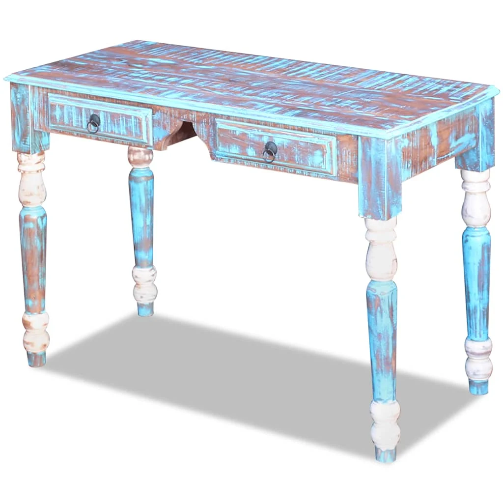 Bureau 110 x 50 x 76 cm multicolore bois massif de récupération – vue en situation