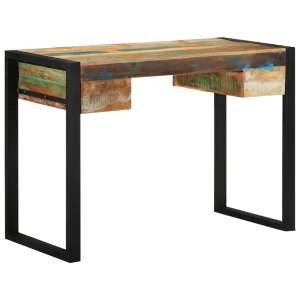 Bureau 110 x 50 x 77 cm multicolore bois massif de récupération – vue d’ensemble