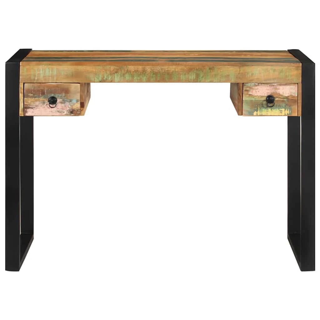 Bureau 110 x 50 x 77 cm multicolore bois massif de récupération – vue de côté