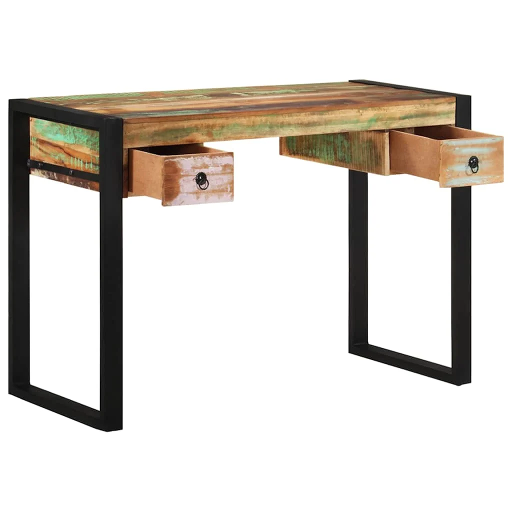 Bureau 110 x 50 x 77 cm multicolore bois massif de récupération – vue de détail