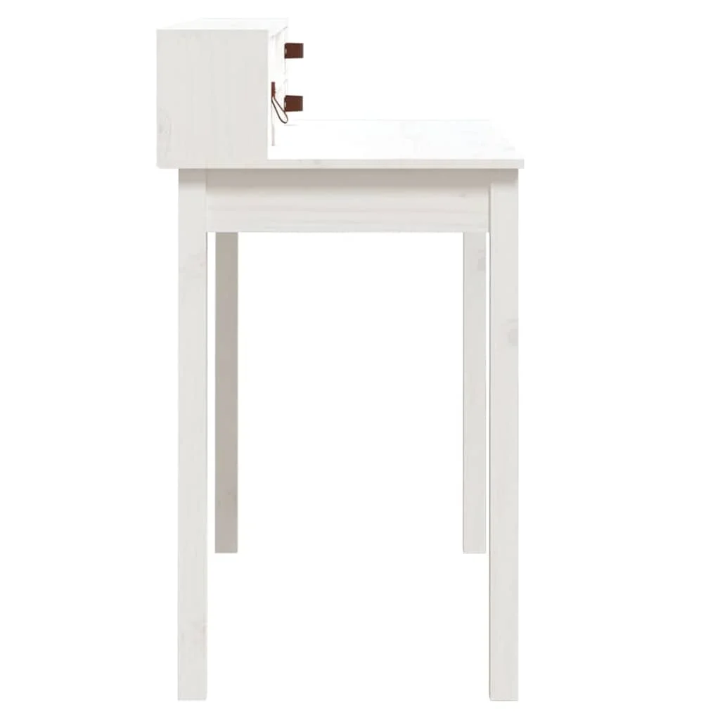 Bureau 110 x 50 x 93 cm blanc bois massif – vue de dos
