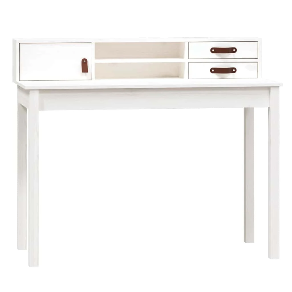 Bureau 110 x 50 x 93 cm blanc bois massif – vue de côté