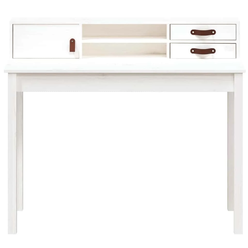 Bureau 110 x 50 x 93 cm blanc bois massif – vue en situation