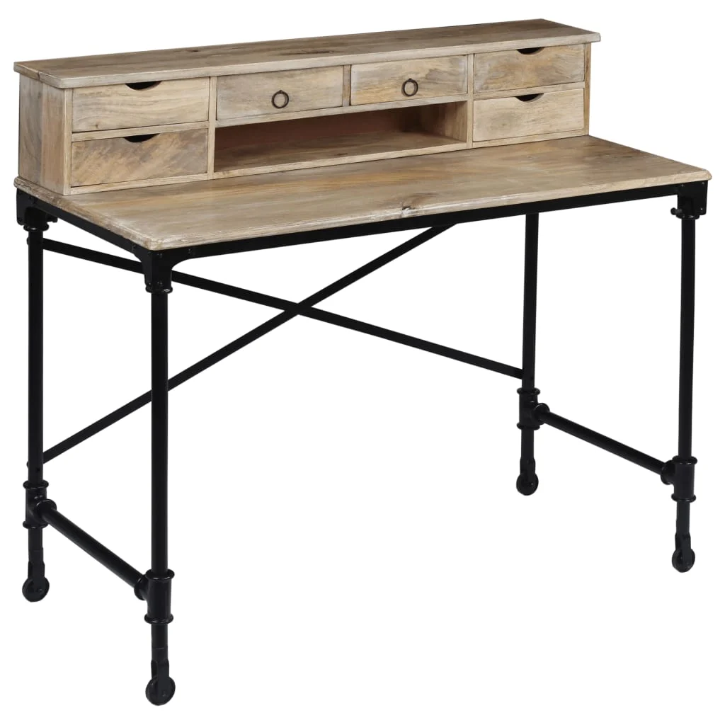 Bureau 110 x 50 x 96 cm brun bois massif de manguier – vue de dessus