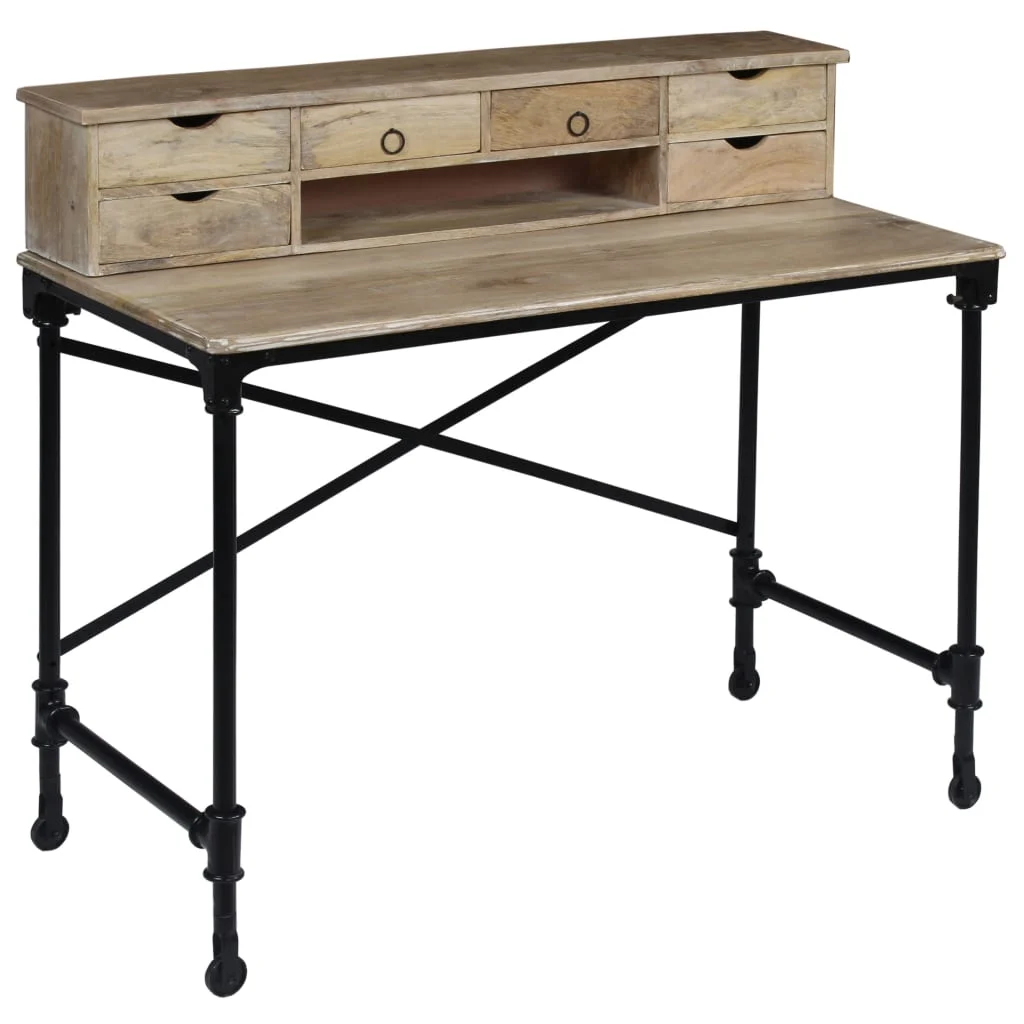 Bureau 110 x 50 x 96 cm brun bois massif de manguier – vue de dos