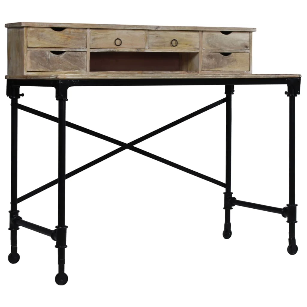 Bureau 110 x 50 x 96 cm brun bois massif de manguier – vue de côté