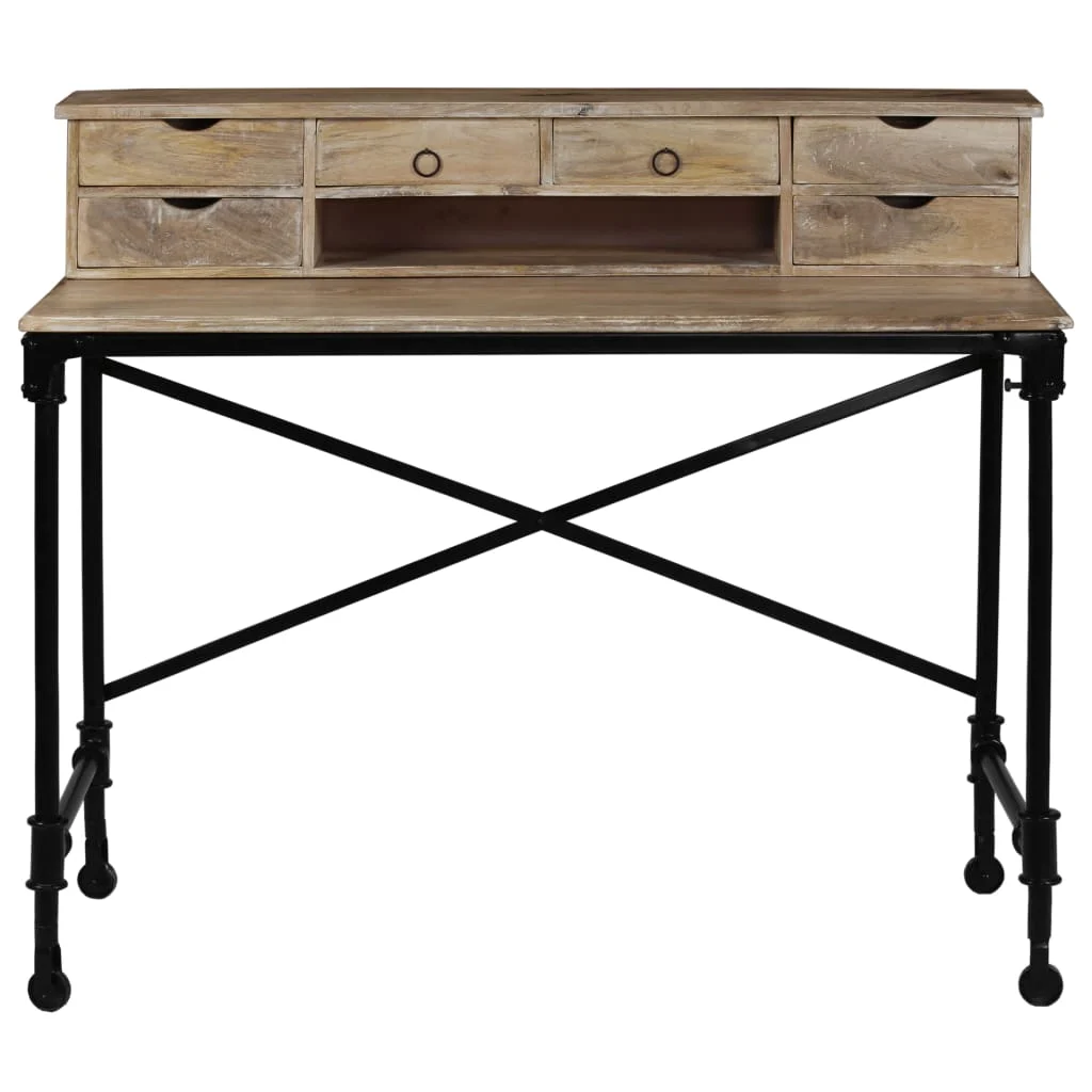 Bureau 110 x 50 x 96 cm brun bois massif de manguier – vue de détail