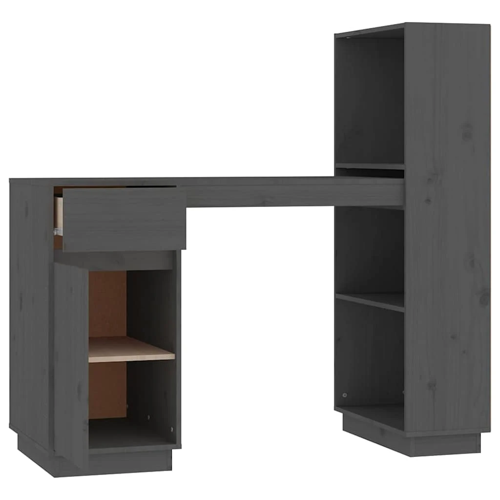 Bureau 110 x 53 x 117 cm gris bois massif – vue de dessus